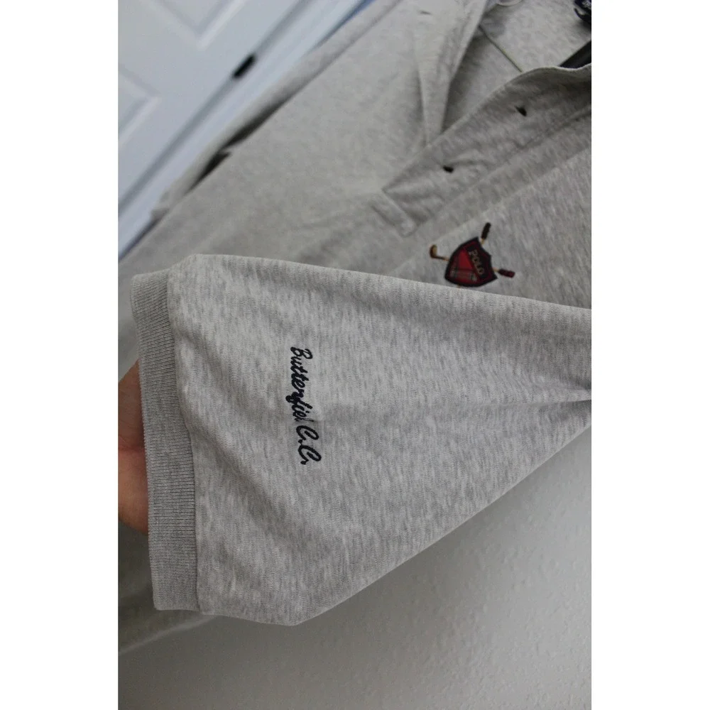 VTG Polo Ralph Lauren Men's XL Gray Golf Crest Polo Shirt Country Club Cotton